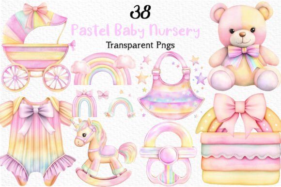 Download Pastel Baby Clipart Watercolor Nursery - Watercolor nursery Collection