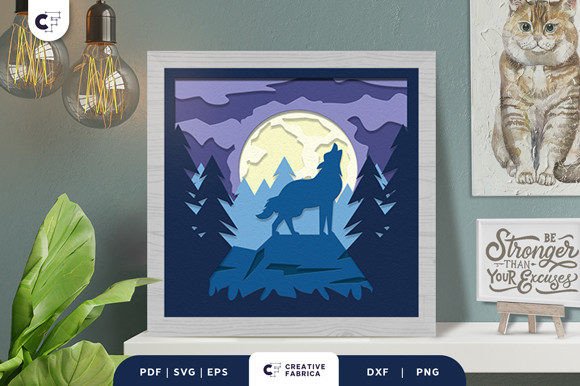 Download Wolf in the Forest 3D Paper Cut SVG - Premium Resources