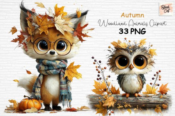 Download Autumn Woodland Animals Clipart Set PNG - Clipart set png Collection