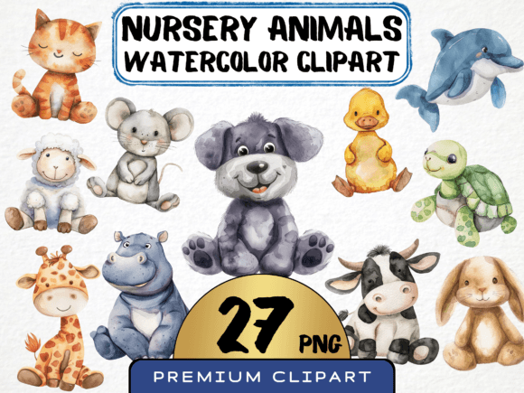 Download Watercolor Nursery Animal Clipart 27 PNG - Watercolor nursery Collection