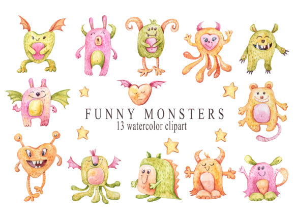 Download Watercolor Nursery Cute Monsters Clipart - Watercolor nursery Collection