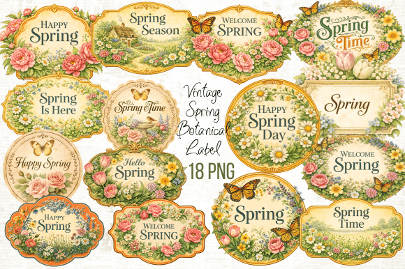 Download Vintage Spring Botanical Label Printable - Botanical Collection