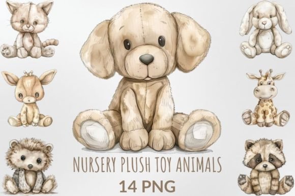 Download Watercolor Nursery Plush Toy Animals - Watercolor nursery Collection