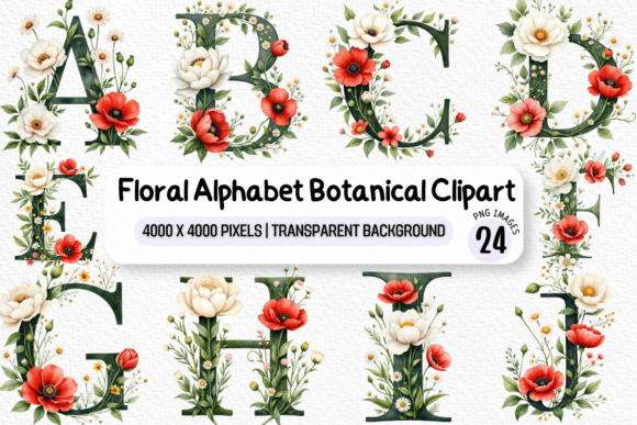 Download Floral Alphabet Botanical Clipart PNG - Botanical Collection