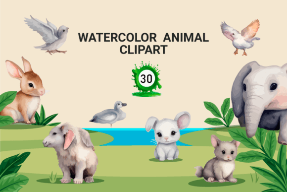 Download Watercolor Nursery Animal Clipart - Watercolor nursery Collection