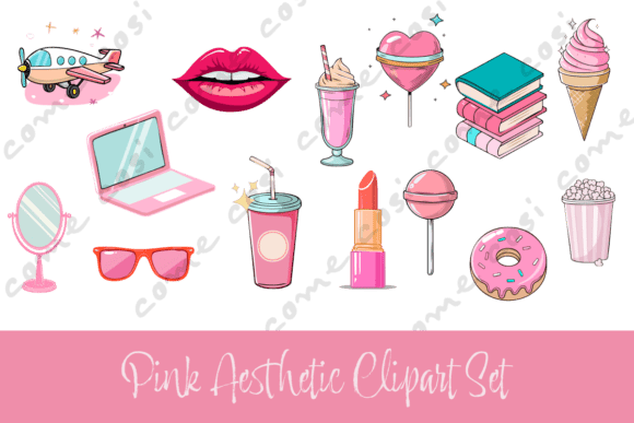 Download Pink Aesthetic Clipart Set PNG - Clipart set png Collection