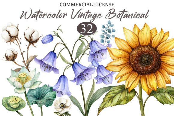 Download Watercolor Vintage Botanical Clipart - Botanical Collection