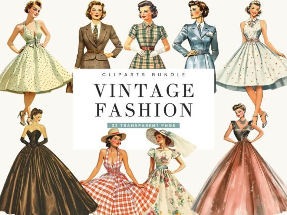 Download Vintage Fashion Girl Clipart Bundle - Girl Collection