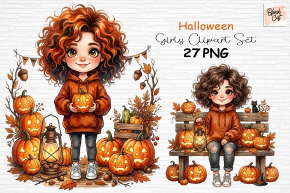 Download Halloween Girls Clipart Set PNG - Clipart set png Collection