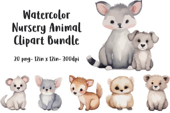 Download Watercolor Nursery Animal Clipart - Watercolor nursery Collection
