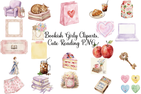 Download Bookish Girly Cliparts, Cute Reading PNG - Girl Collection