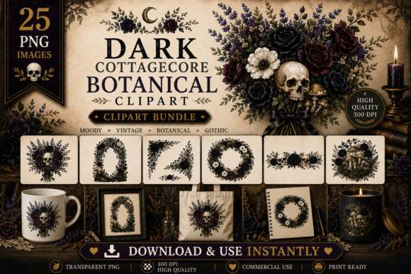 Download Dark Cottagecore Botanical Clipart - Botanical Collection