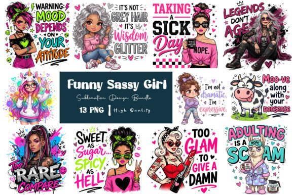 Download Funny Sassy Girl Sublimation PNG Bundle - Girl Collection