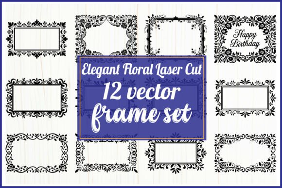 Download Elegant Floral Frame Laser Cut Set - Elegant floral frame Collection
